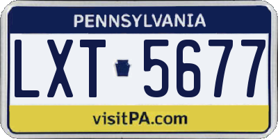PA license plate LXT5677