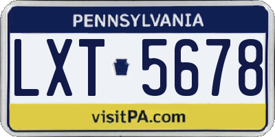 PA license plate LXT5678