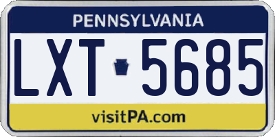 PA license plate LXT5685