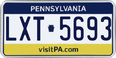 PA license plate LXT5693