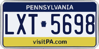 PA license plate LXT5698