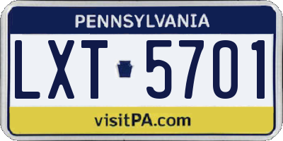 PA license plate LXT5701