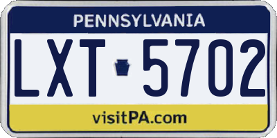 PA license plate LXT5702