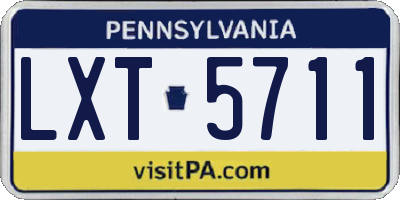 PA license plate LXT5711