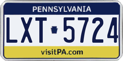 PA license plate LXT5724