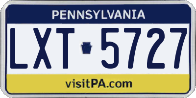 PA license plate LXT5727