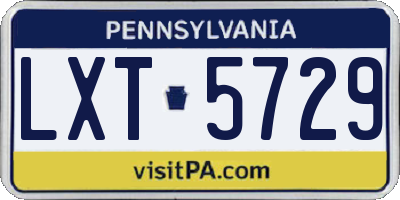 PA license plate LXT5729
