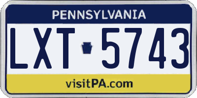 PA license plate LXT5743