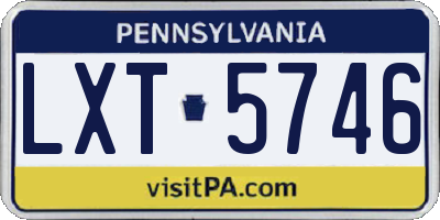 PA license plate LXT5746
