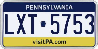 PA license plate LXT5753