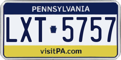 PA license plate LXT5757