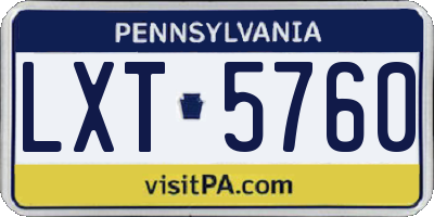 PA license plate LXT5760