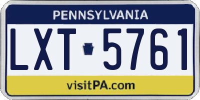 PA license plate LXT5761