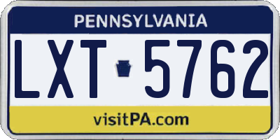 PA license plate LXT5762