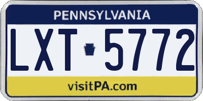 PA license plate LXT5772