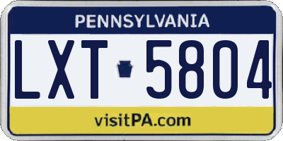 PA license plate LXT5804