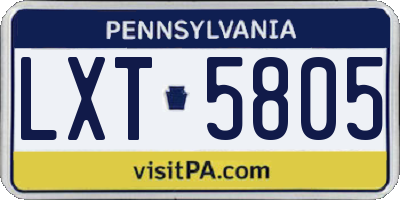 PA license plate LXT5805