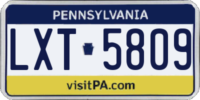PA license plate LXT5809