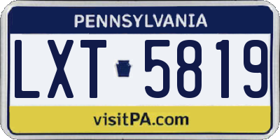 PA license plate LXT5819