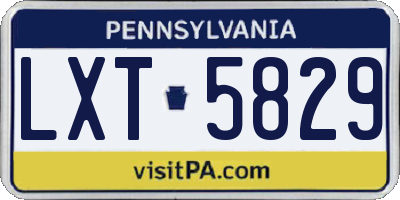 PA license plate LXT5829