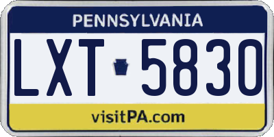 PA license plate LXT5830