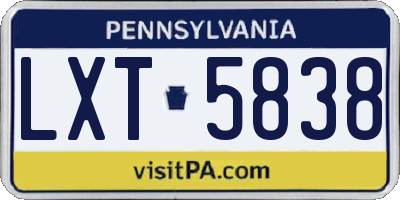 PA license plate LXT5838