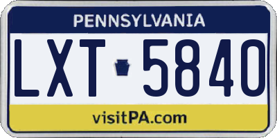 PA license plate LXT5840