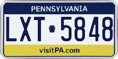 PA license plate LXT5848