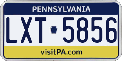 PA license plate LXT5856