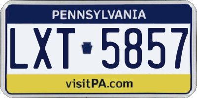 PA license plate LXT5857