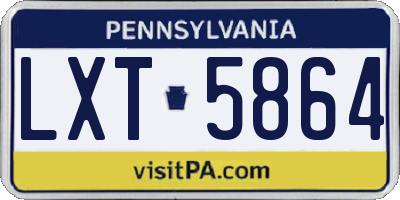 PA license plate LXT5864