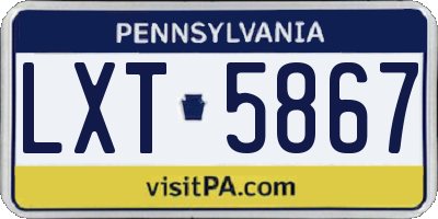 PA license plate LXT5867