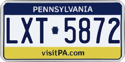 PA license plate LXT5872