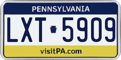 PA license plate LXT5909