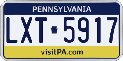 PA license plate LXT5917