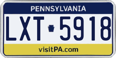 PA license plate LXT5918