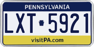 PA license plate LXT5921