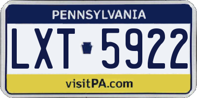 PA license plate LXT5922