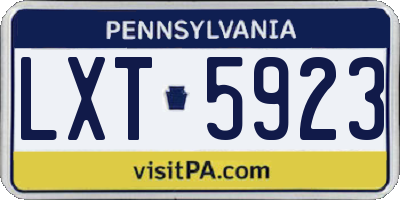 PA license plate LXT5923