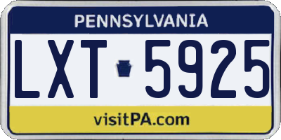 PA license plate LXT5925