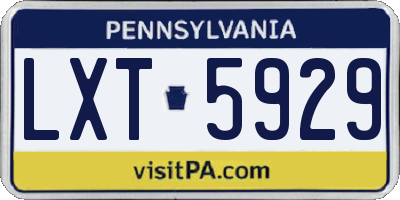 PA license plate LXT5929