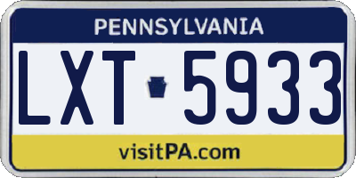 PA license plate LXT5933