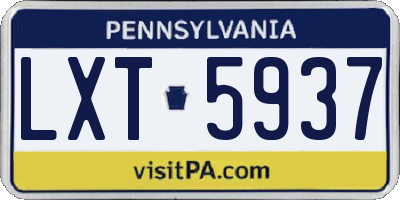 PA license plate LXT5937