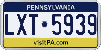 PA license plate LXT5939