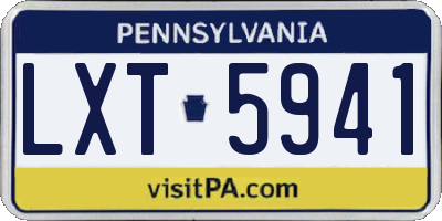 PA license plate LXT5941