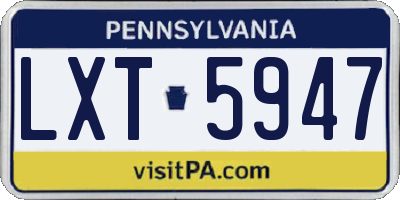 PA license plate LXT5947
