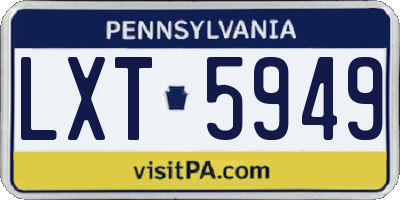 PA license plate LXT5949