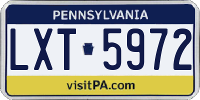 PA license plate LXT5972