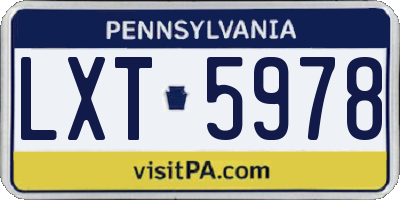 PA license plate LXT5978