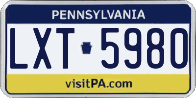 PA license plate LXT5980